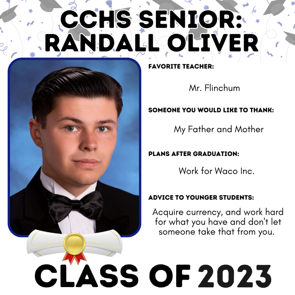 Picture of Randall Oliver, Featured Senior for May 5, 2023