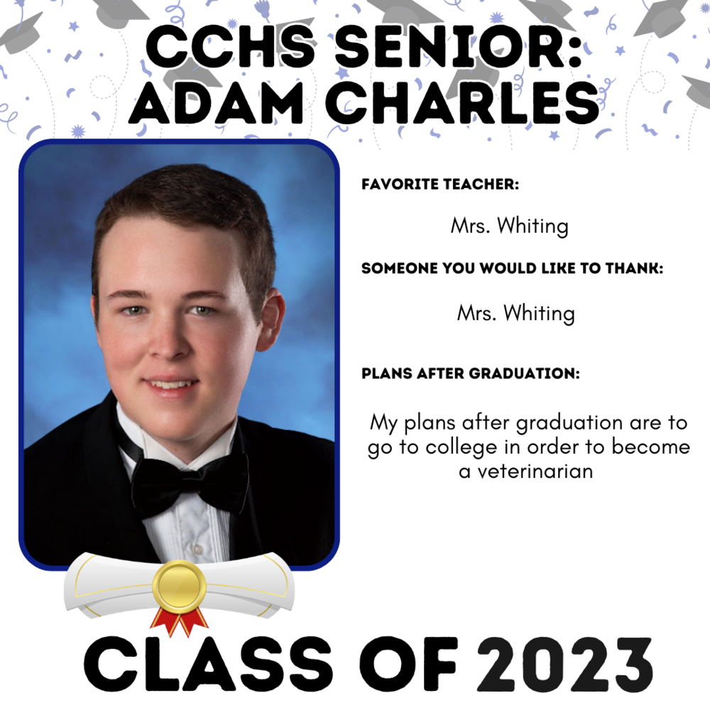 Picture of Adam Charles, Senior Spotlight Student for May 19, 2023