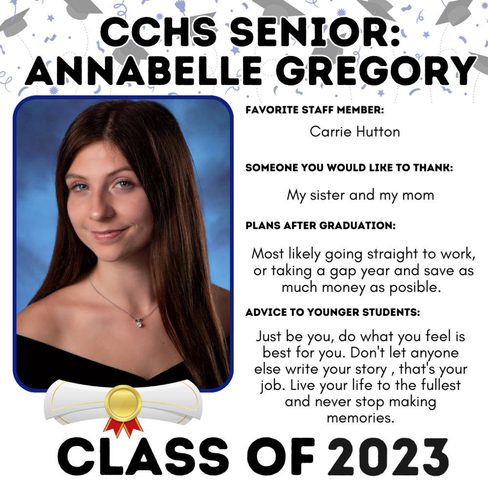 Picture of Annabelle Gregory, Senior Spotlight Student for 5/8/23