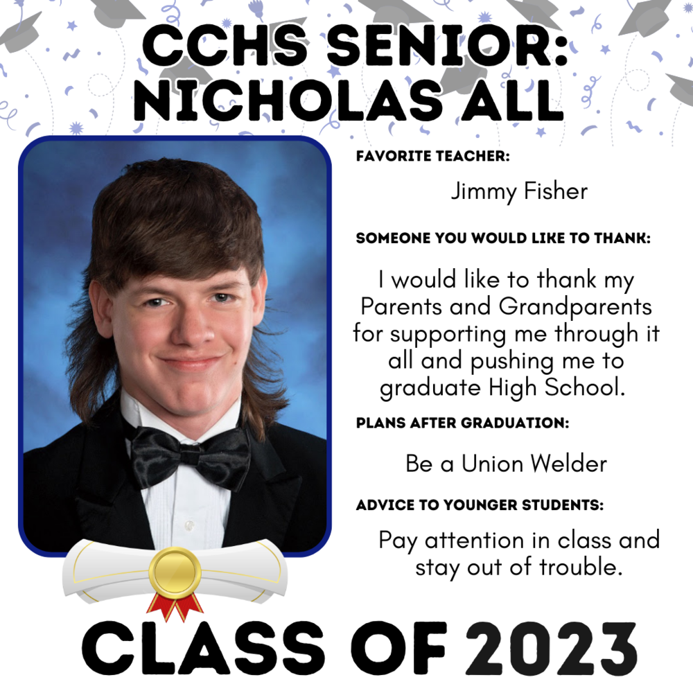 Picture of Nicholas All, Senior Spotlight Student for May 22, 2023