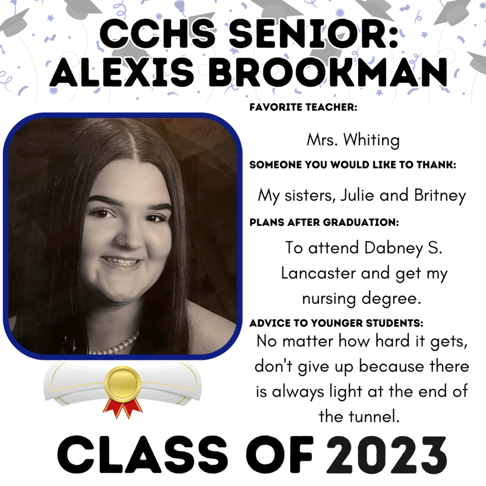Picture of Alexis Brookman, Senior Spotlight Student for 5/14/23